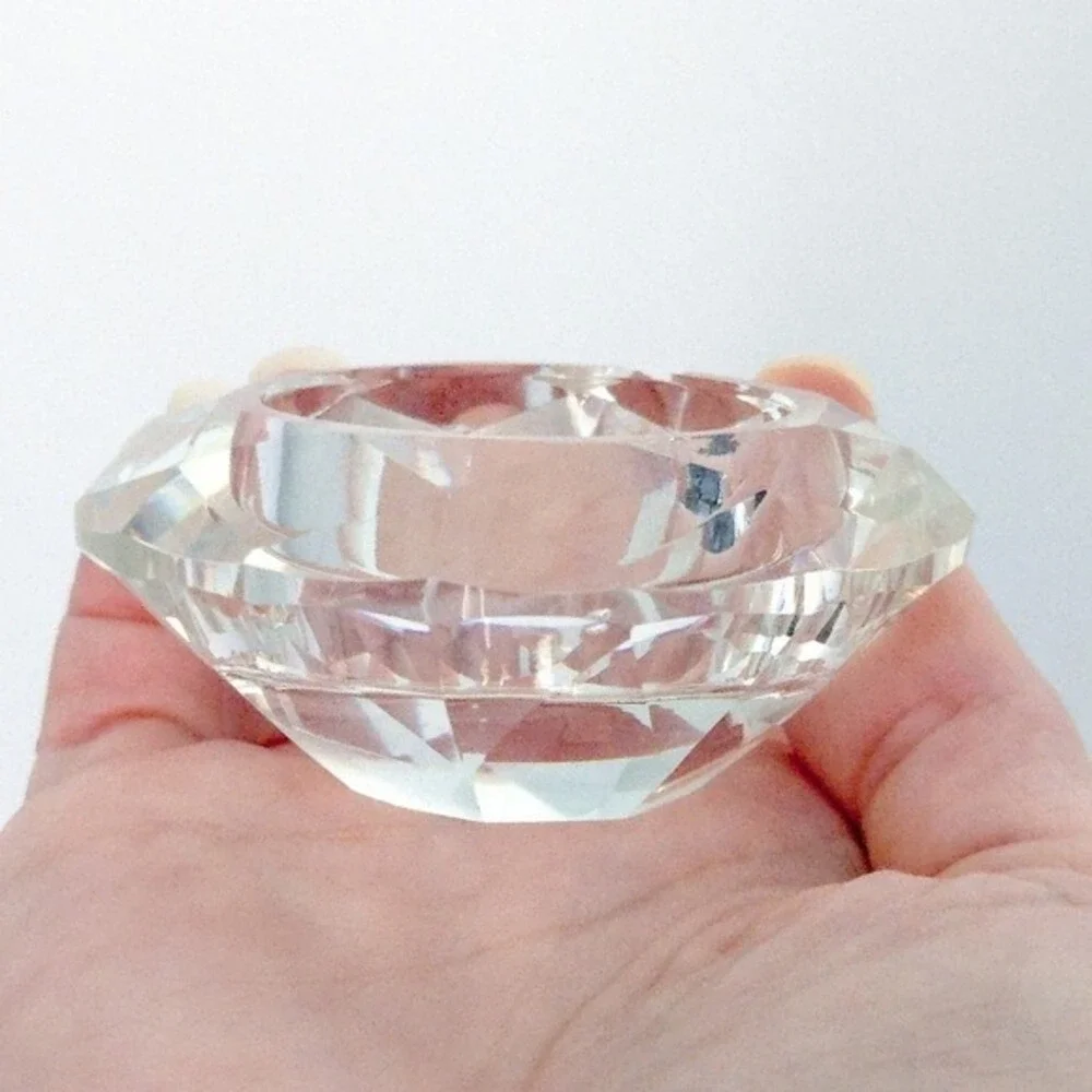 Set of 4 Kate‎ Aspen Diamond Shaped Clear Glass Votive Candle Holders